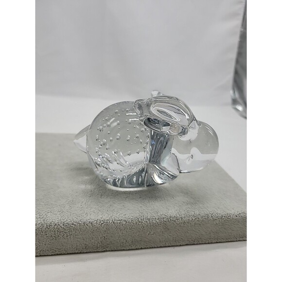 Rabbit Art Glass Bullicante Controlled Bubbles Clear Handblown Bunny Paperweight - Picture 2 of 14